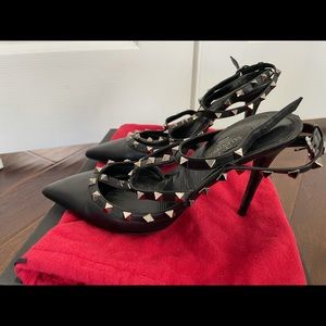 Valentino Black Gunmetal studded Pumps